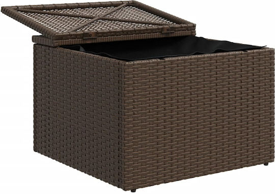 Garden Cube Stool Outdoor Rattan with Brown Cushion 55x55x37cm