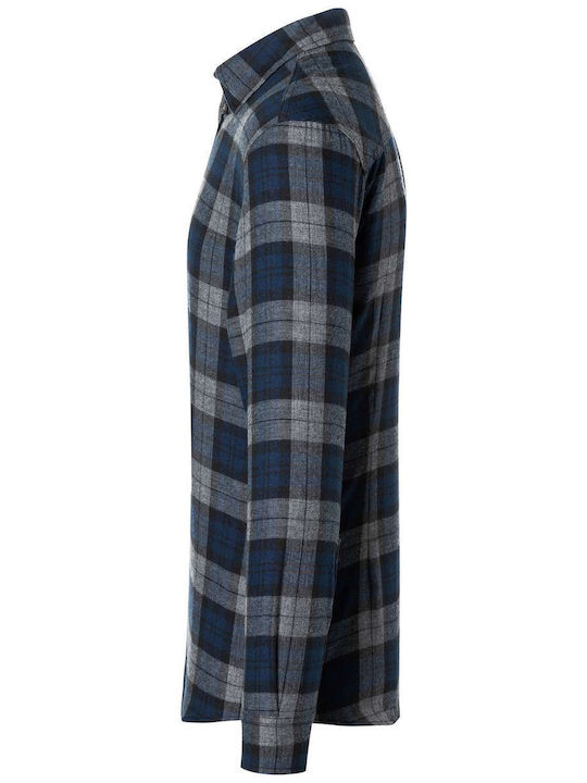 Long Sleeve Checked Blue Shirt