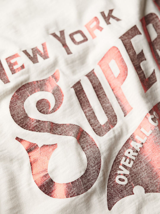 Superdry Ovin Metallic Workwear Ανδρικό T-shirt Κοντομάνικο Λευκό