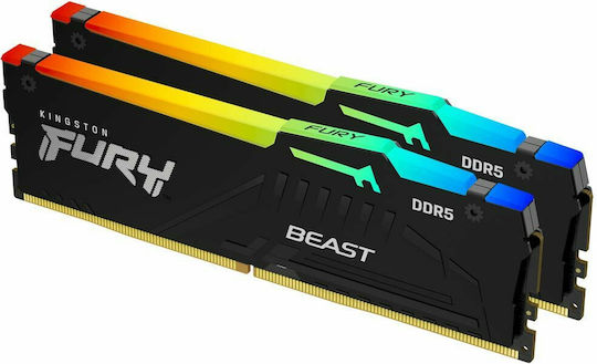 Kingston Fury Beast RGB 32GB DDR5 RAM with 2 Modules (2x16GB) and 6800 Speed for Desktop