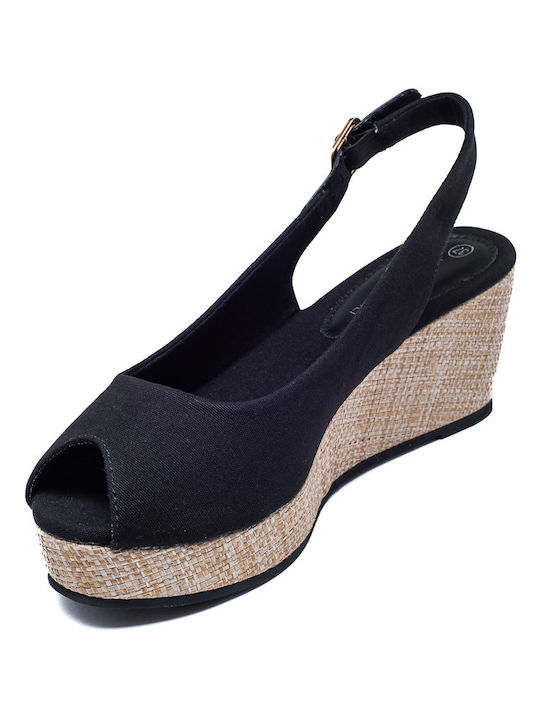 Women's Peep Toe Platforms Black