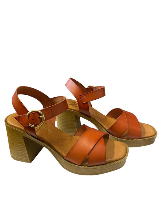 Marila Footwear Platform Leather Women's Sandals Tabac Brown