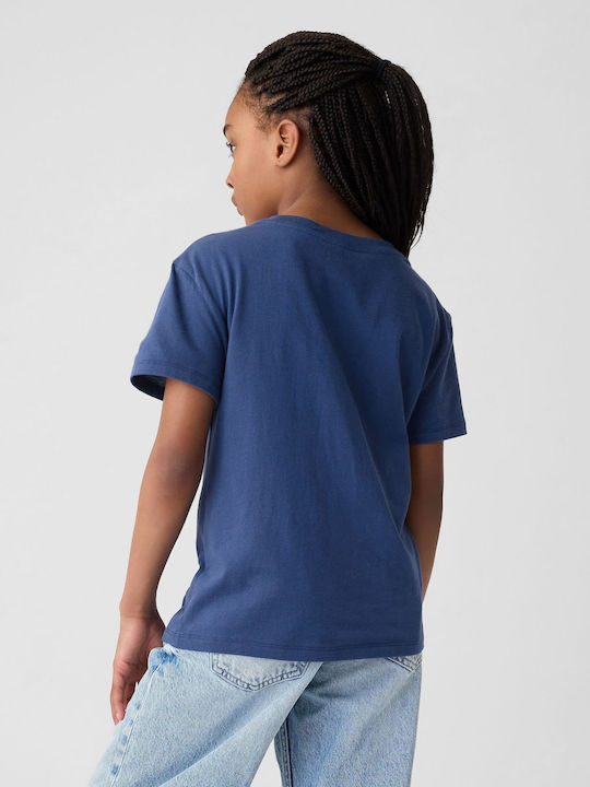 GAP Kids Blouse Short Sleeve Blue Graphic