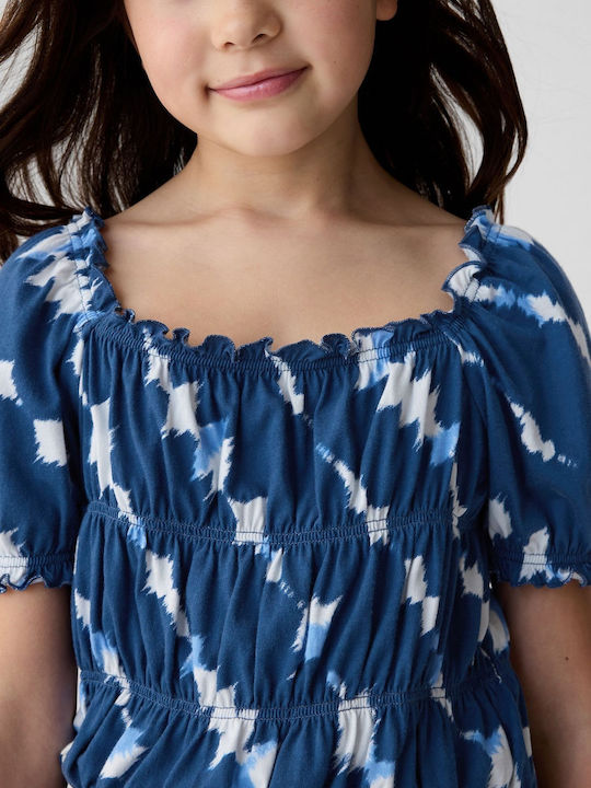 GAP Kids Blouse Short Sleeve blue tie dye