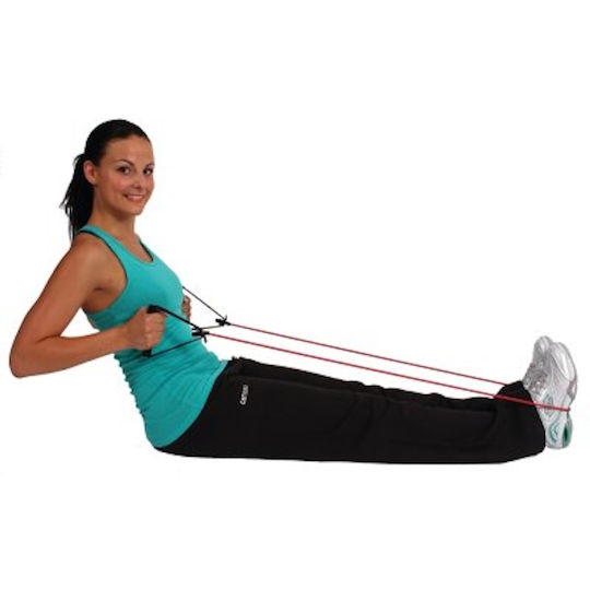 MVS In Motion Widerstandsbänder Gymtube / Elastisches Band Mäßig mit Griffen Rot 30m