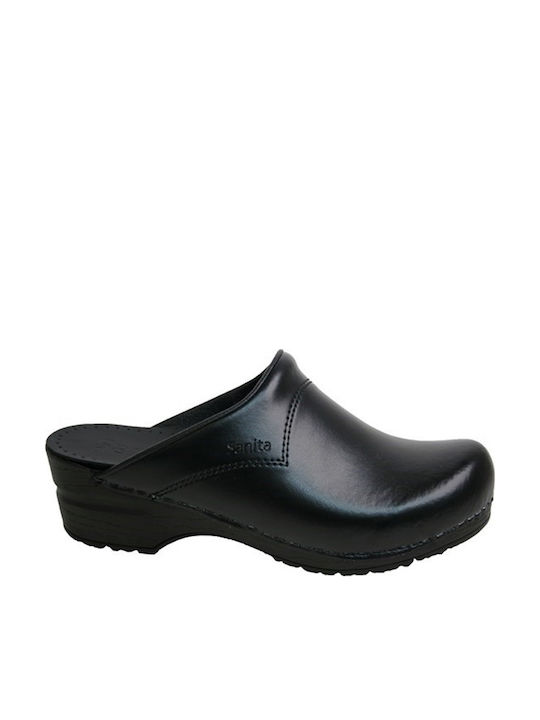 Sanita San Flex Din piele Anatomici Sabot Negre