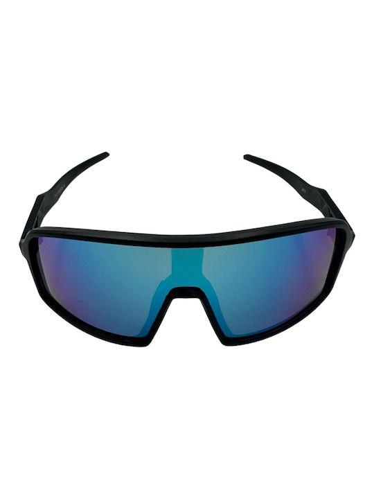 V-store Sunglasses with Black Plastic Frame and Blue Mirror Lens 9810-01