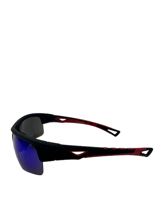 V-store Unisex Γυαλιά Ηλίου με Μαύρο Κοκκάλινο Σκελετό και Μπλε Καθρέφτη Φακό 5366-03