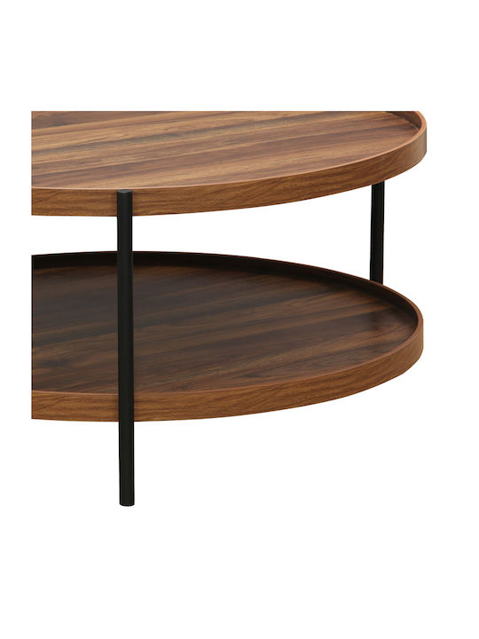 Round Central Coffee Table Portogie Wooden Walnut W80xL80xH40cm