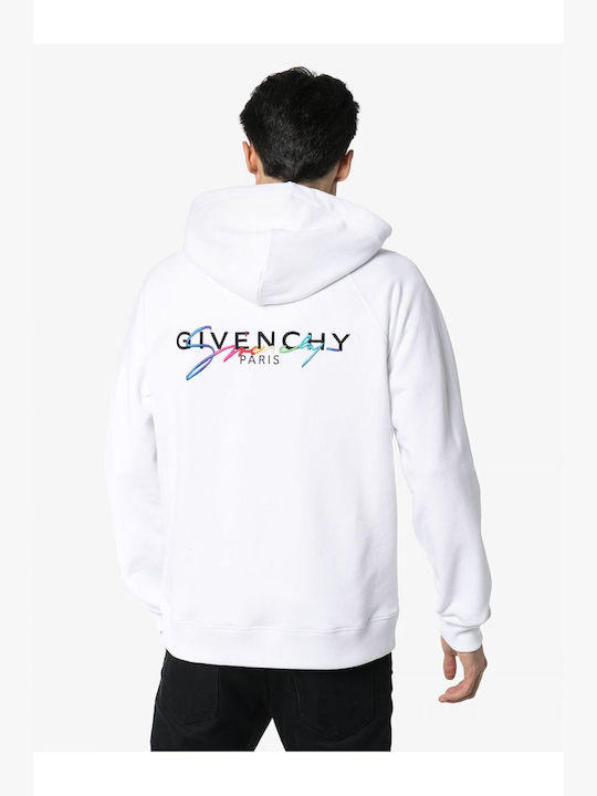 Givenchy Men's Sweatshirt Jacket with Hood and Pockets Blanc