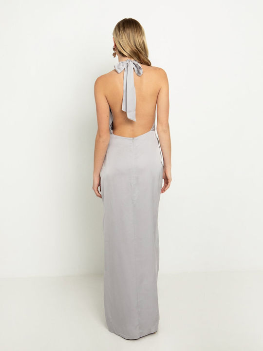 Toi&Moi Evening Dress Satin Open Back Silver