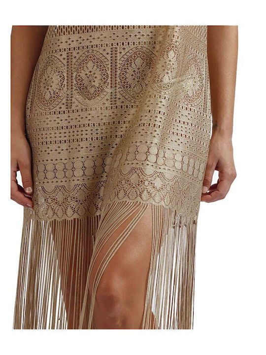 Women's Beach Dress Admas Knitted Fringe Gold
