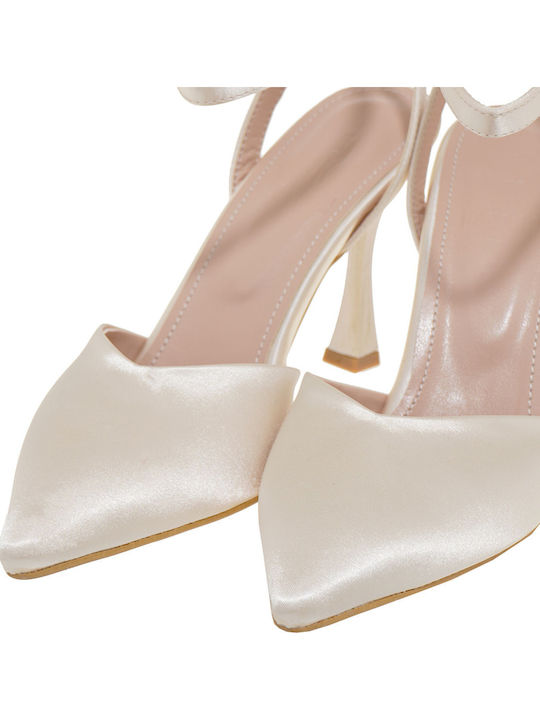 Satin Pumps Mit Hochem Absatz Beige
