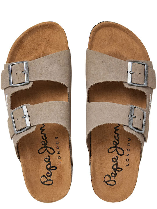 Leder Herrensandalen in Gray Farbe