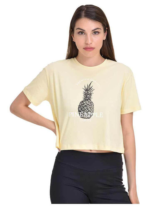 Γυναικείο Crop Top Κοντομάνικο Κίτρινο