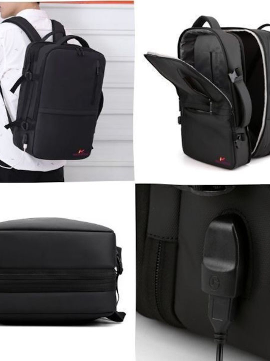 Rucsac Impermeabil Pentru Laptop 17.3" Cu Port USB În Culoare Neagră