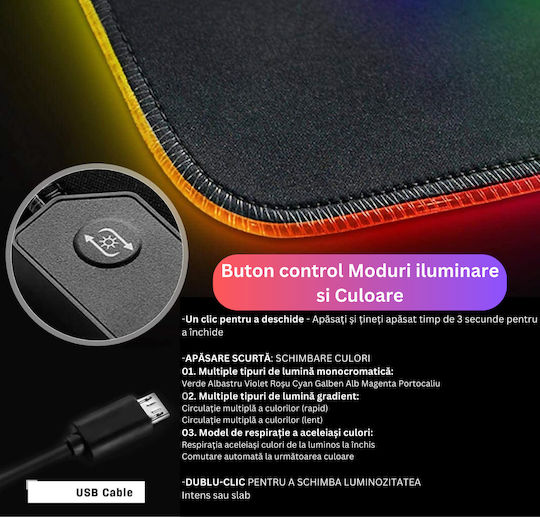 Gaming Mouse Pad XXL (900mm) με RGB Φωτισμό μέσω USB Μαύρο