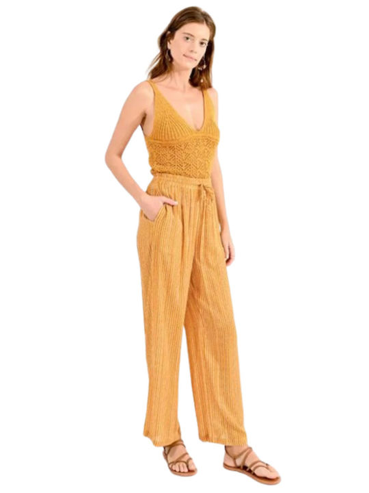 Molly Bracken Women's Fabric Trousers with Elastic YELLOW LA1485CE