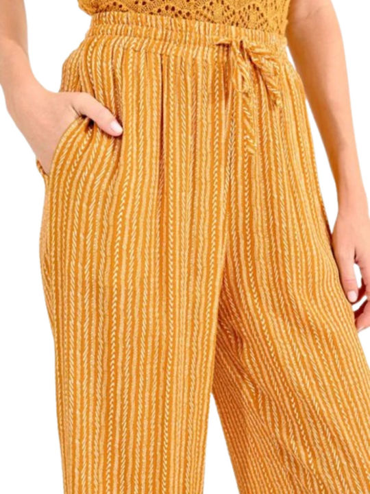 Women's Fabric Trousers with Elastic Yellow