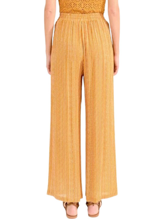Women's Fabric Trousers with Elastic Yellow