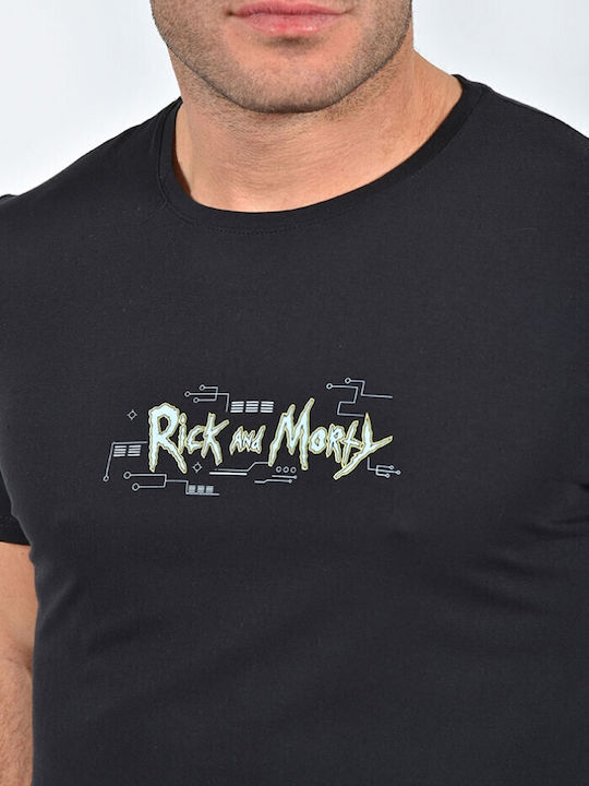 Two Brothers T-shirt Rick And Morty Μαύρο Βαμβακερό