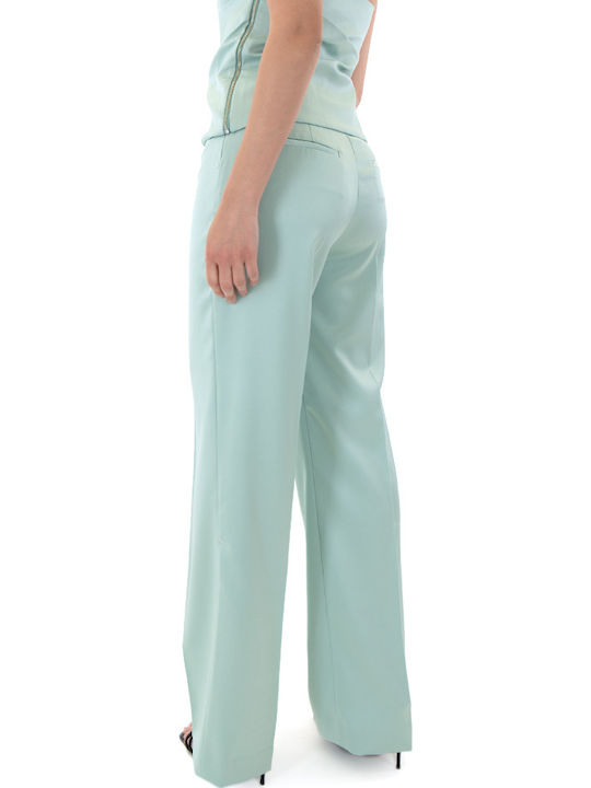 Pants Γυναικείο Ψηλόμεσο Υφασμάτινο Παντελόνι σε Ίσια Γραμμή Πράσινο