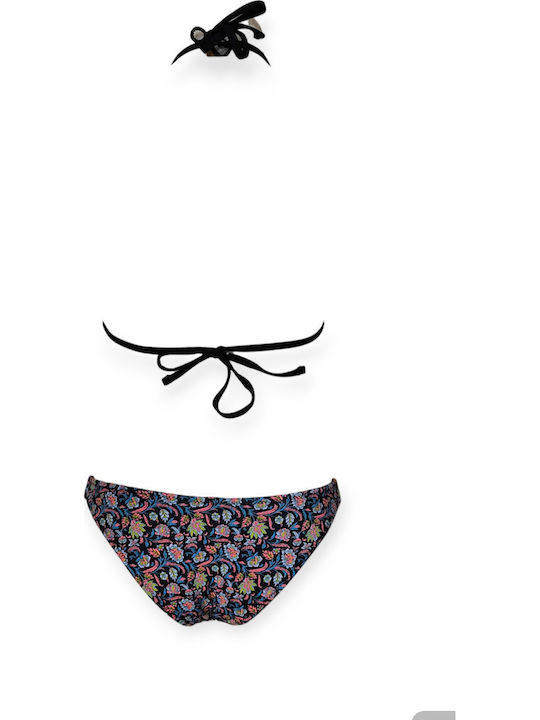 Set Bikini Brazil Floral Negru