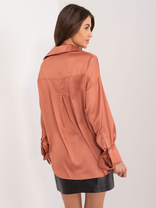 Fancy Women's Long Sleeve Shirt Dark Orange