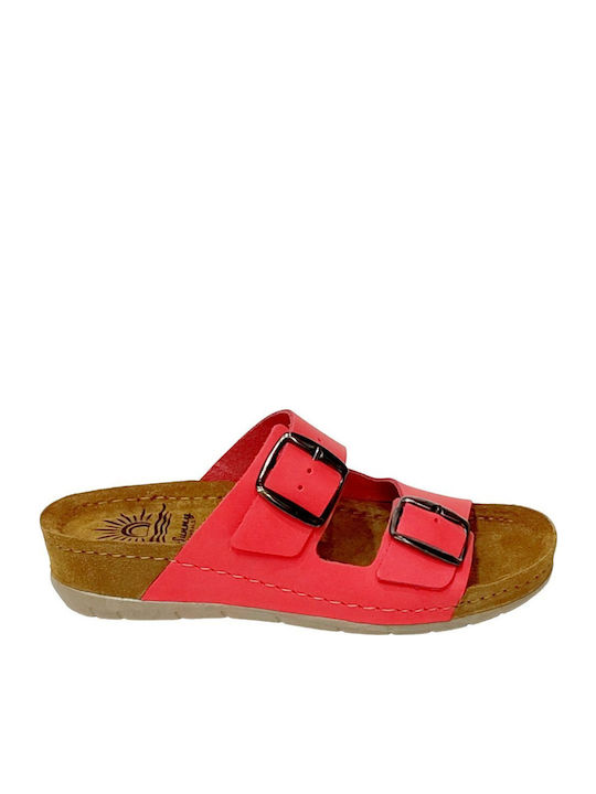 Women's Flat Sandals in Red Color