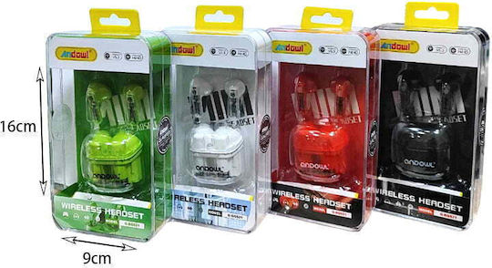 Andowl Q-BQS21 In-ear Bluetooth Handsfree Ακουστικά με Θήκη Φόρτισης Πράσινα