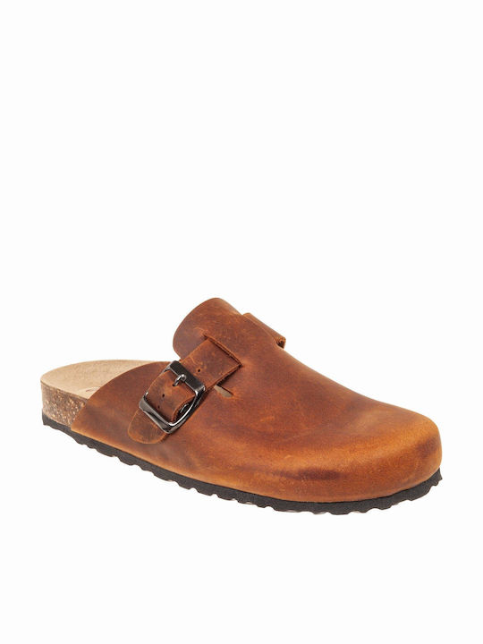Adam's Shoes Non-Slip Leather Clogs Brown