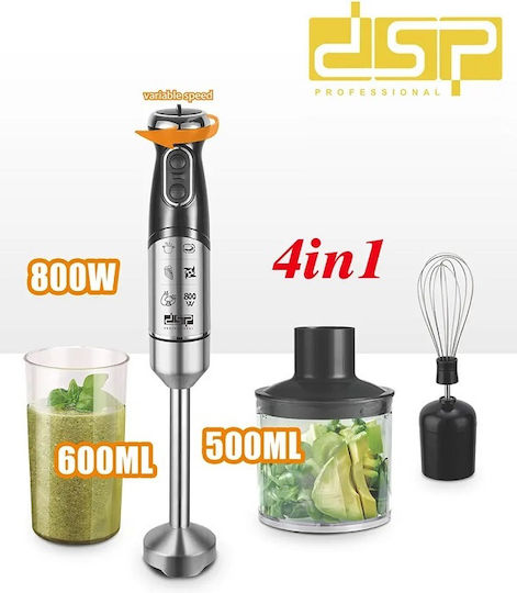 DSP Ραβδομπλέντερ με Ανοξείδωτη Ράβδο 800W Ασημί
