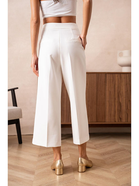 Bon Women's Fabric Trousers White