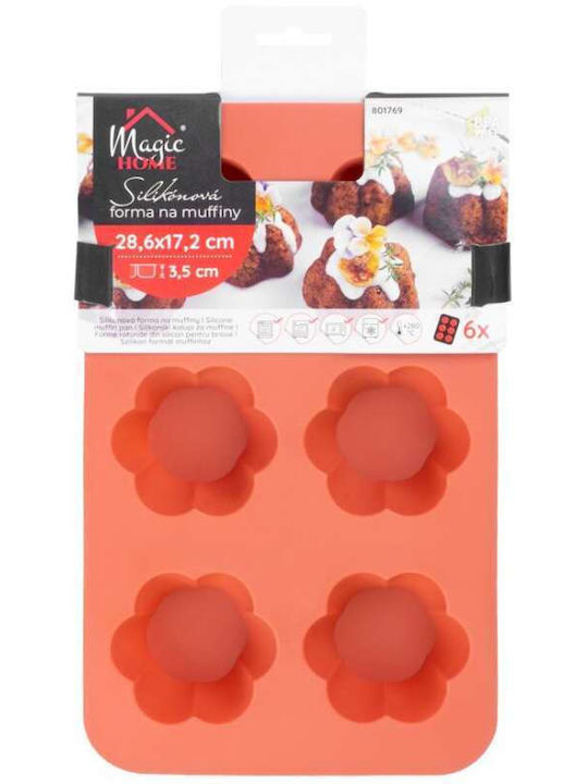 Formă de Patiserie pentru Cupcakes/Muffins din Silicon 6 Locuri 28.6x17.2x3.5buc 1buc