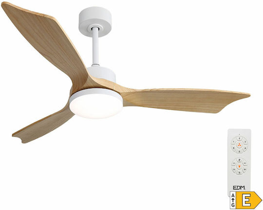 EDM Grupo Ceiling Fan 132cm with Light and Remote Control Brown