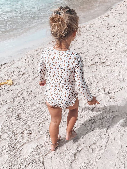 Swim Essentials Παιδικό Μαγιό Ολόσωμο Offwhite Kahki Leopard
