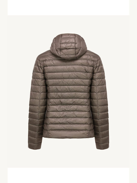 Just Over The Top Women's Long Puffer Jacket for Winter Taupe