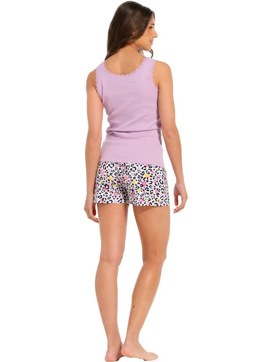 Rebelle Summer Women's Pyjama Set Cotton Light Purple