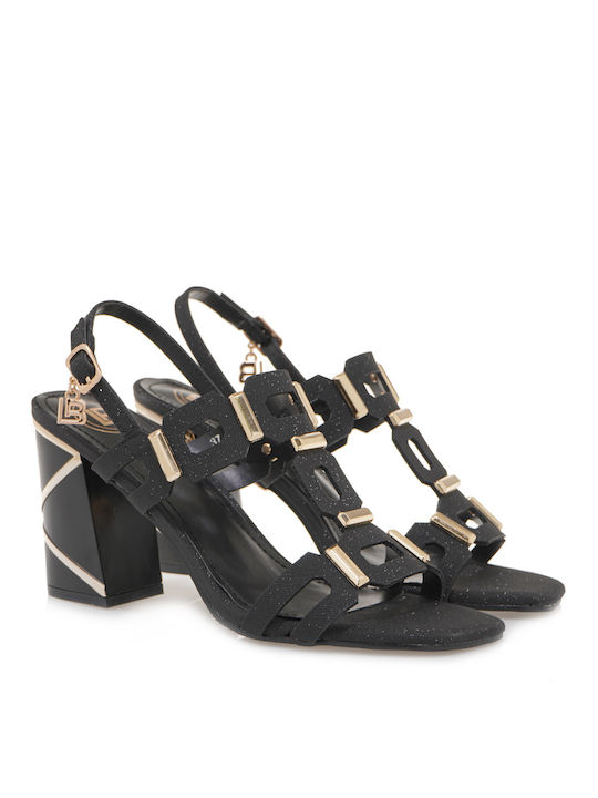 Laura Biagiotti Synthetic Leather Women's Sandals Black with High Heel