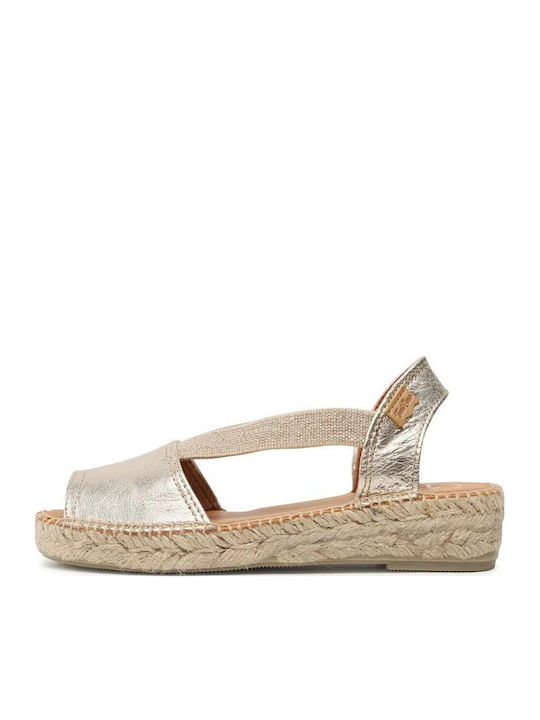 Women's Leather Espadrilles Gold