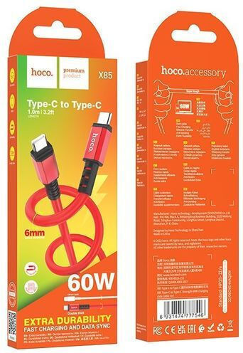 Hoco Verbindung Strength USB 2.0 Kabel USB-C männlich - USB-C 60W Rot 1.2m (X85-USB-To-Type-C-Red)