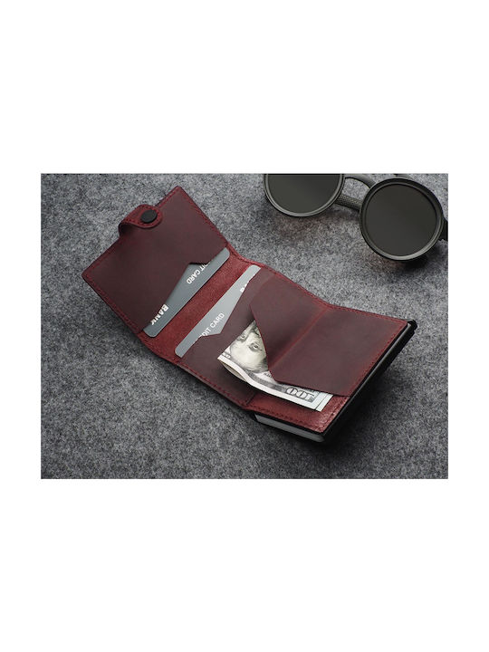 Pularys Men's Leather Wallet with RFID Burgundy