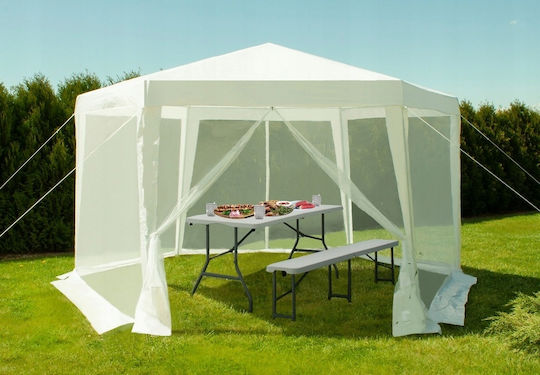 Σετ Τραπεζιού Ατσάλινο για Camping Πτυσσόμενο Λευκό