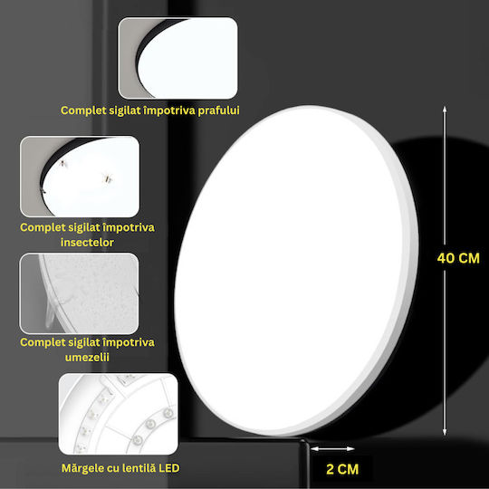 Στρογγυλό LED Panel 38W με Ψυχρό Λευκό Φως 6500K