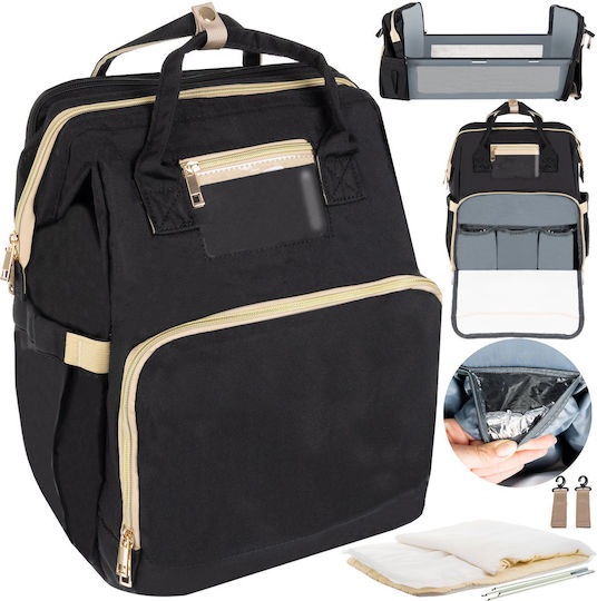 Wickeltasche-Wickelrucksack Schwarz 35x45x14cm.