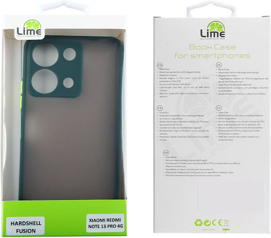 Lime Hardshell Fusion Full Camera Protection Back Cover Plastic / Silicon Verde (Redmi Note 13 Pro 4G / Poco M6 Pro 4G )