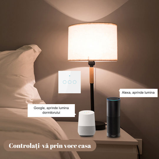rezistent la apă Încastrat Comutator de Perete Wi-Fi Iluminat Sens unic cu Cadru Alb