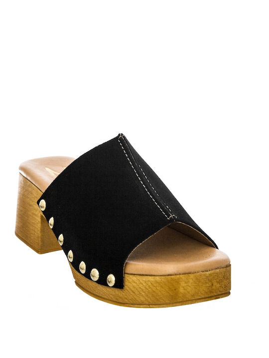 Marila Footwear Piele Mules cu Toc în Negru Culoare