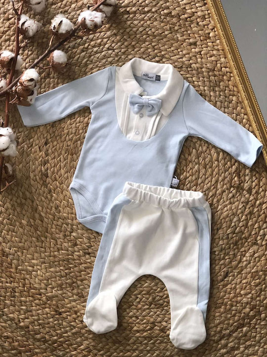 Miniborn Set Body pentru Bebeluși Mânecă lungă cu Pantaloni Albastru