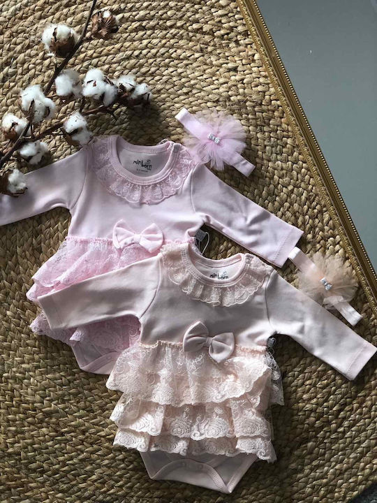 Miniborn Set Body pentru Bebeluși Mânecă lungă Rose